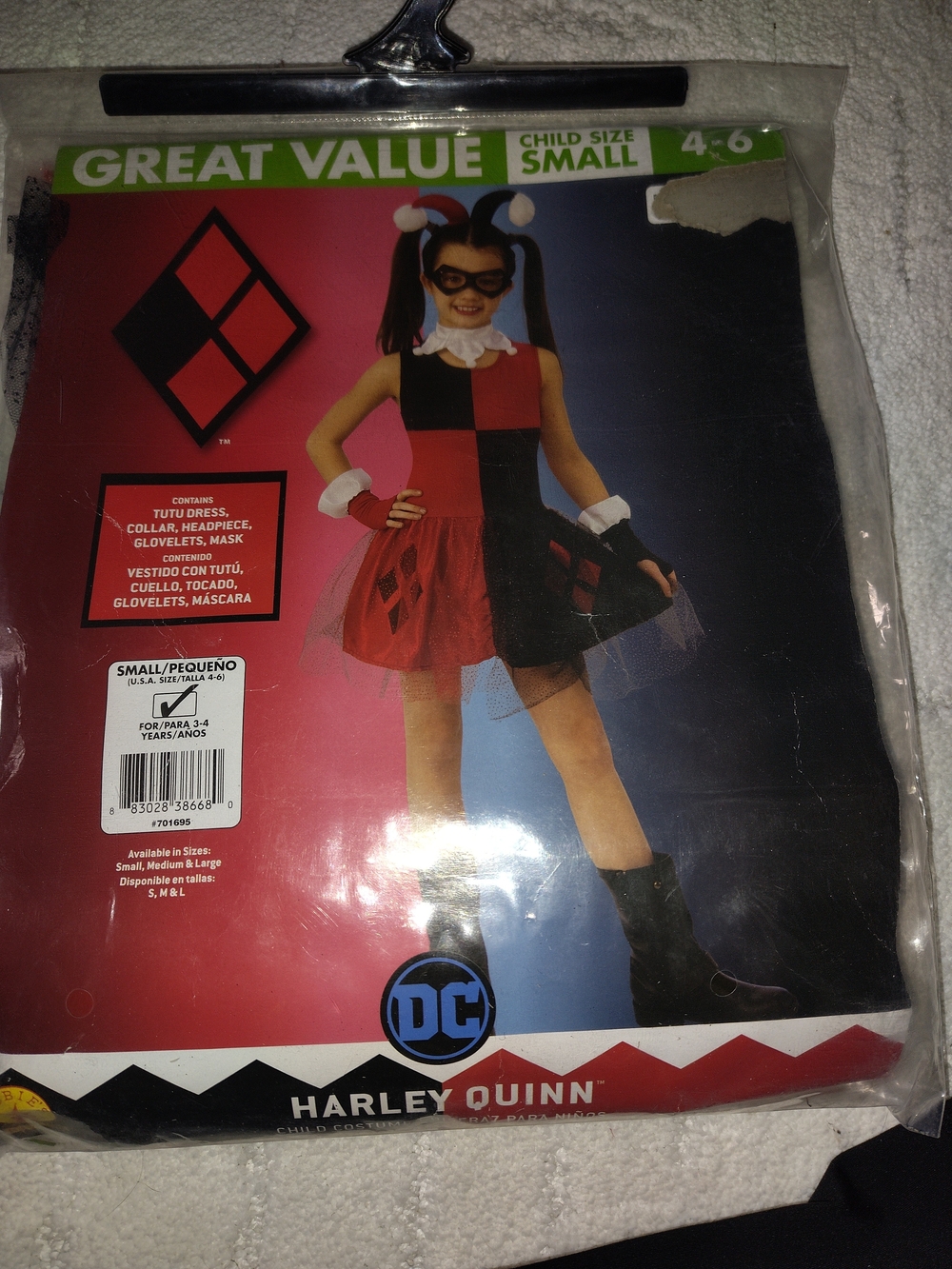 DC Comics Harley Quinn Kids Costume in Red and Black